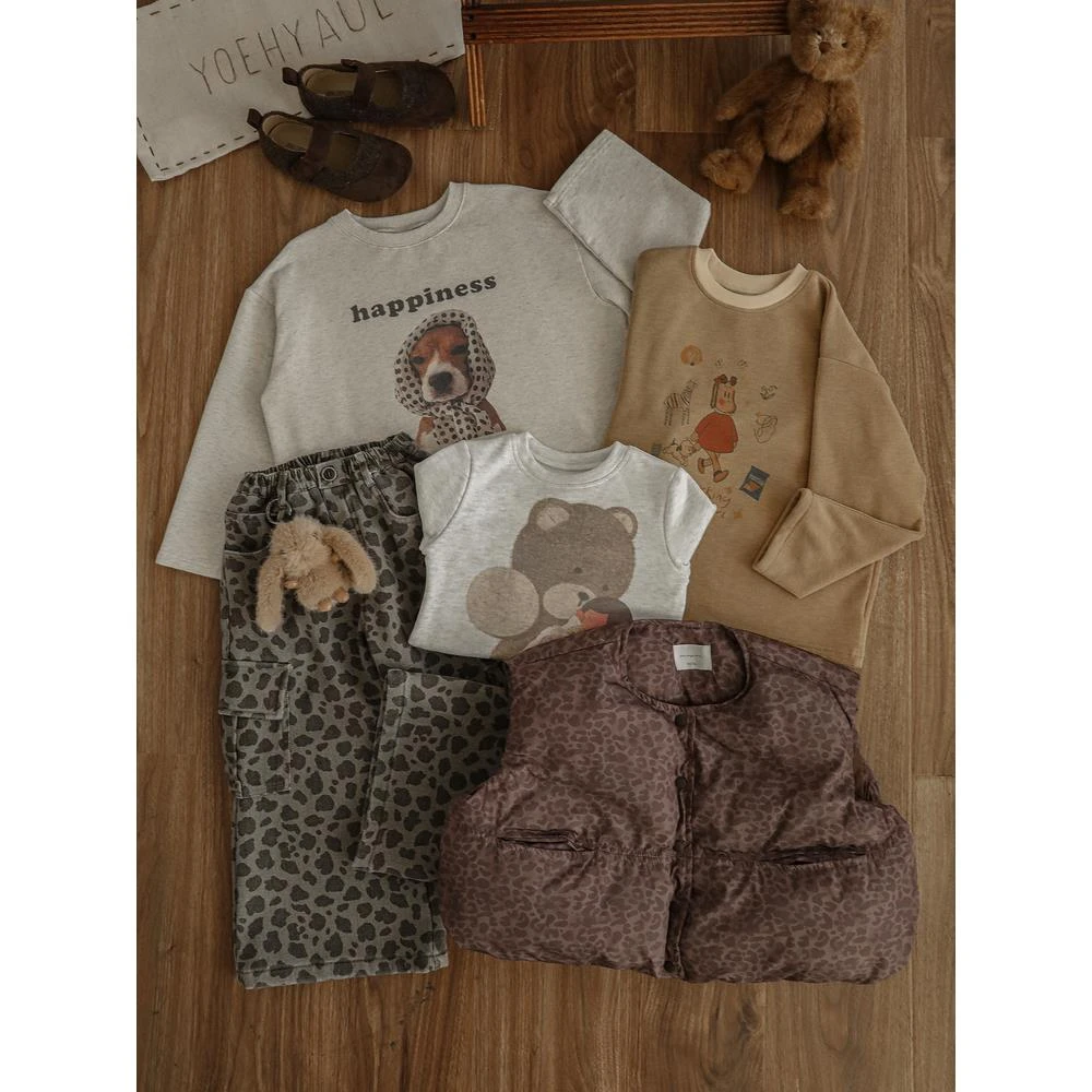 幼悠【柔软云感】冬五波儿童宝宝豹纹休闲百搭保暖棉马甲D4718