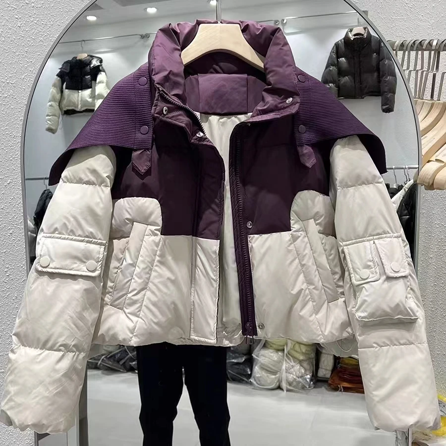 迪否2025短款棉服韩版宽松百搭时尚冬季撞色洋气面包服女1927