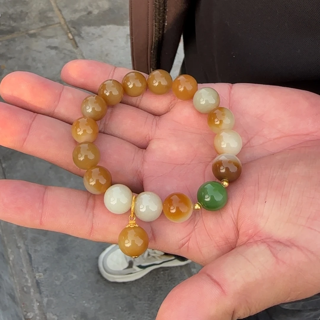 和田玉未镶嵌手链新疆且末金山糖卡12