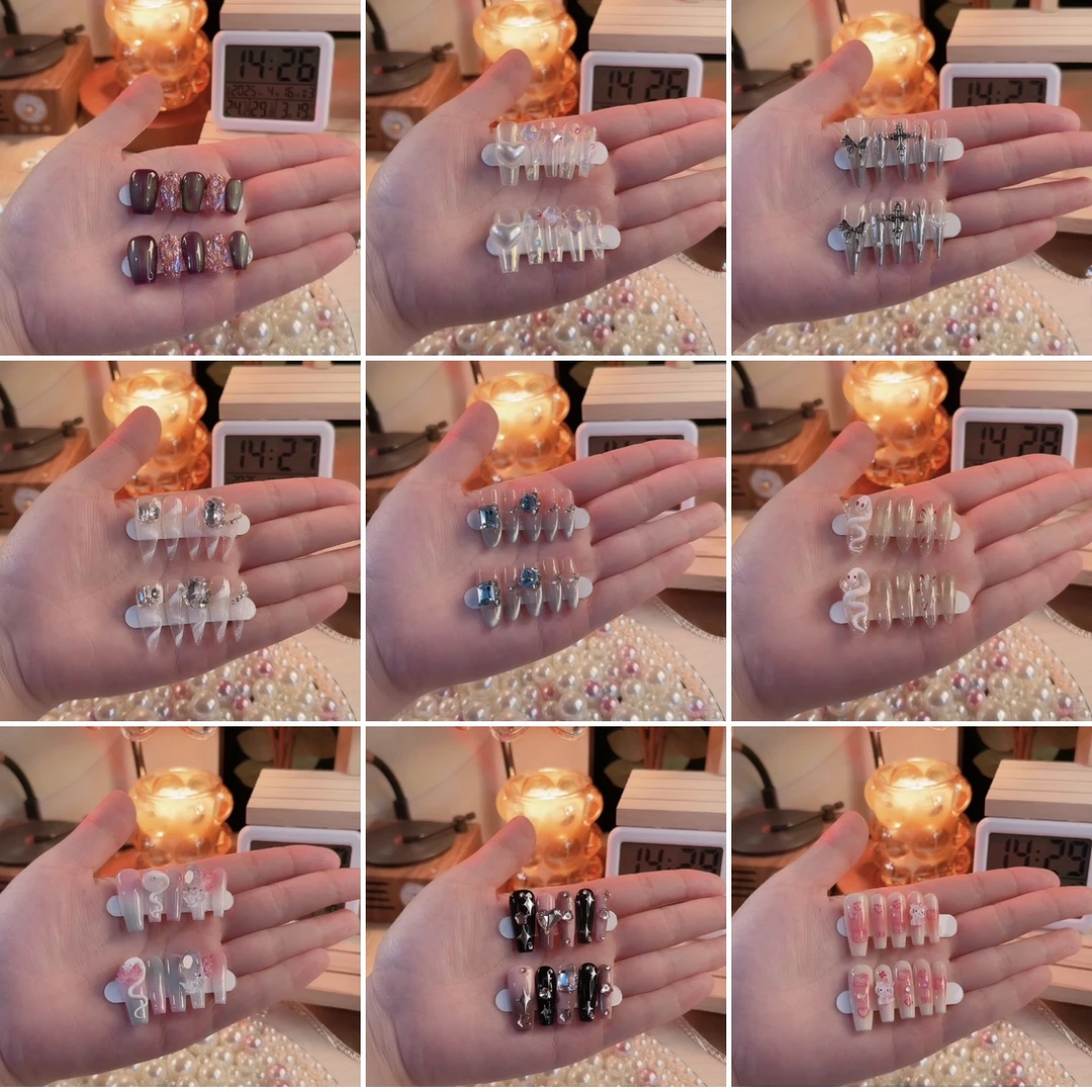 纯爆闪穿戴甲法式轻奢长尖细狗百搭闪猫眼显白高级