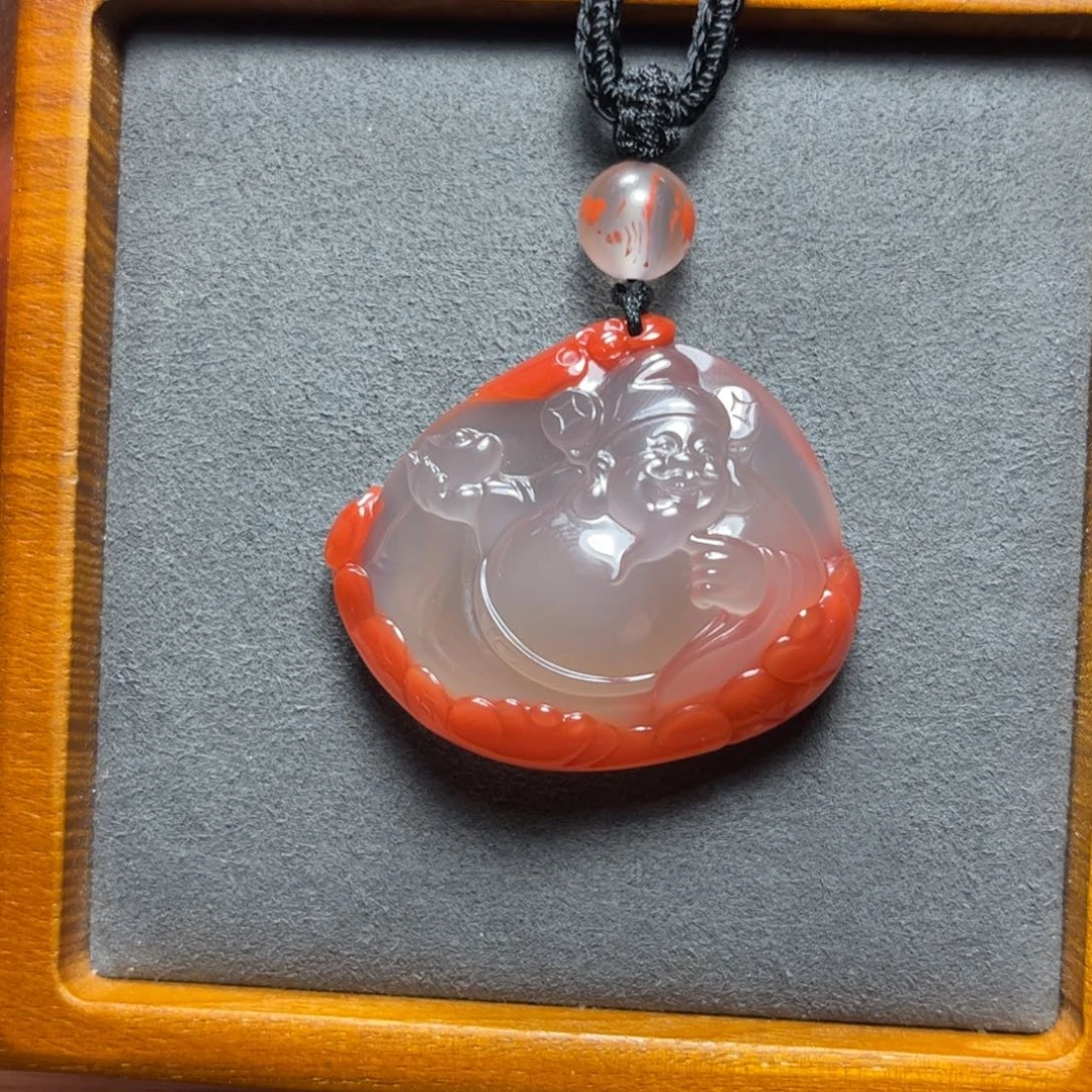 莫***文南红玛瑙未镶嵌财神吊坠