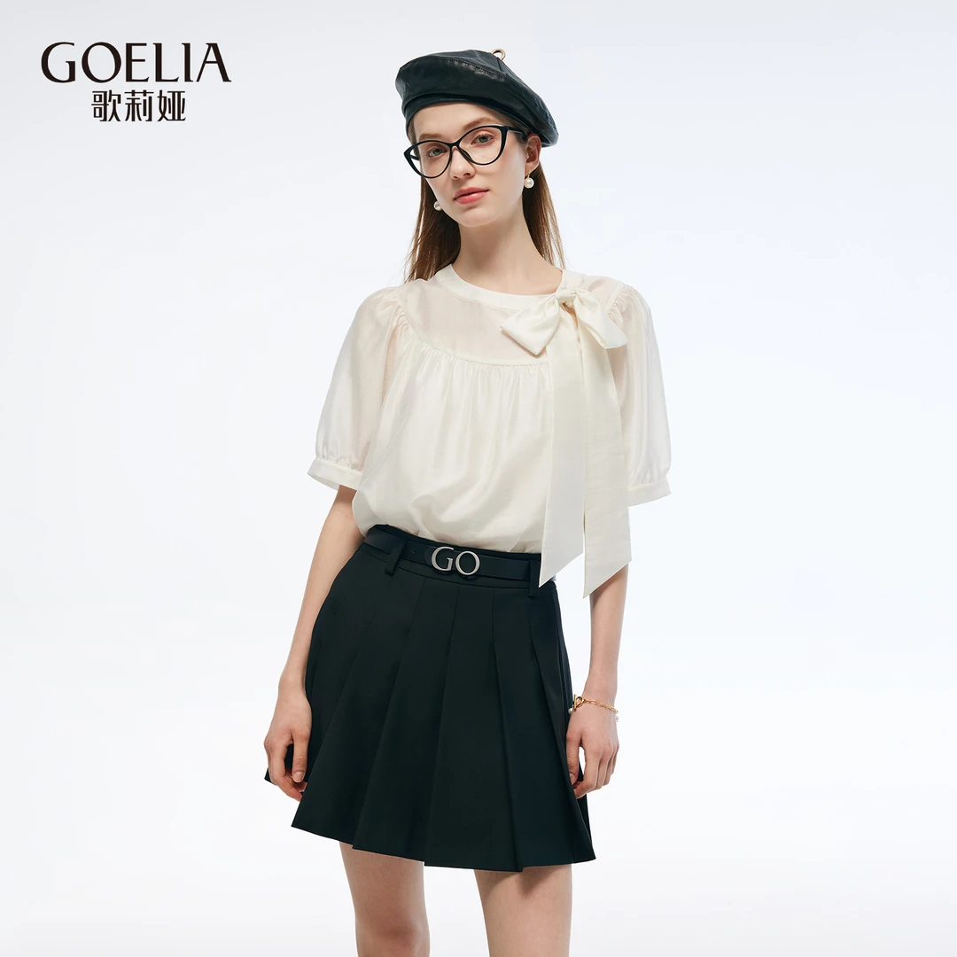 歌莉娅 夏季新品  天丝混纺上衣配蝴蝶结 1E6R3B250