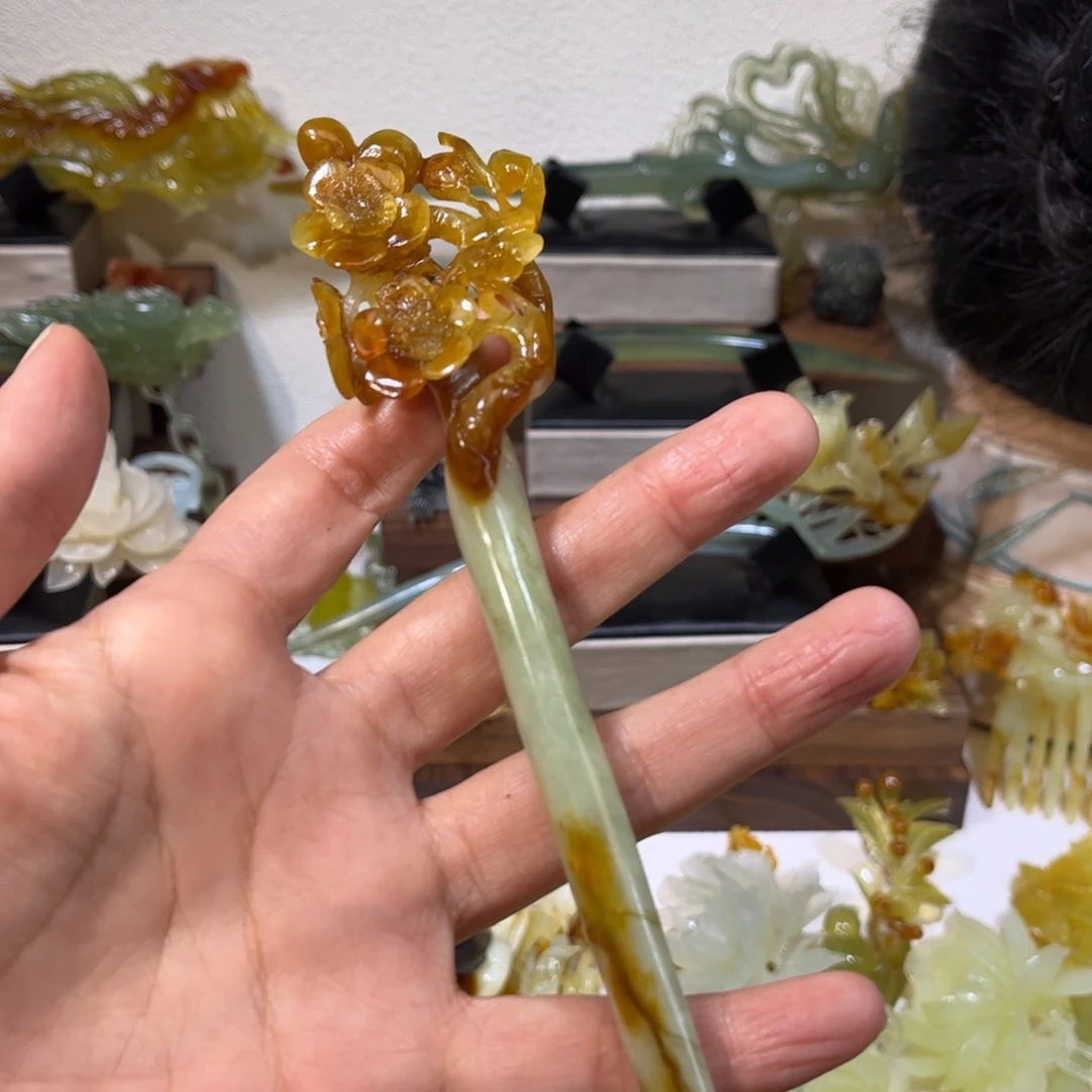 蛇纹石玉发簪合金