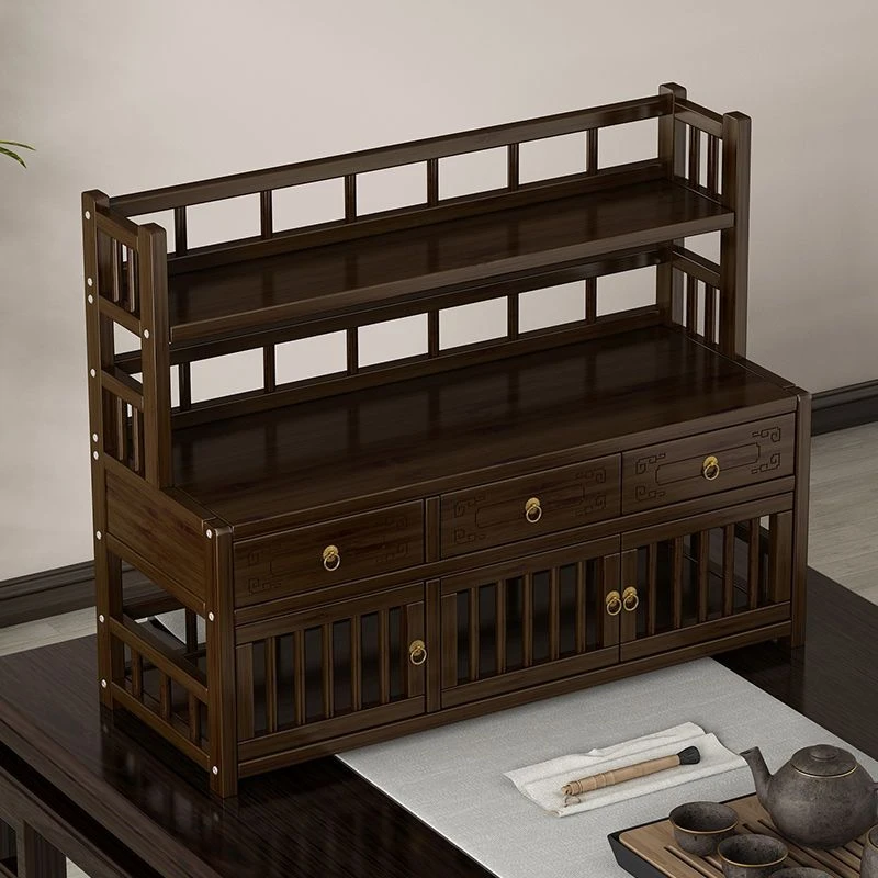 桌面博古架茶室茶桌物件中式小型茶叶收纳架子置物架茶柜置物架