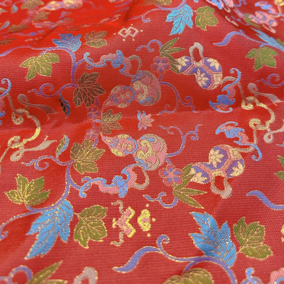 钱小萍品牌布头福禄绵延织金做手机壳红色边角料发夹手工碎布料