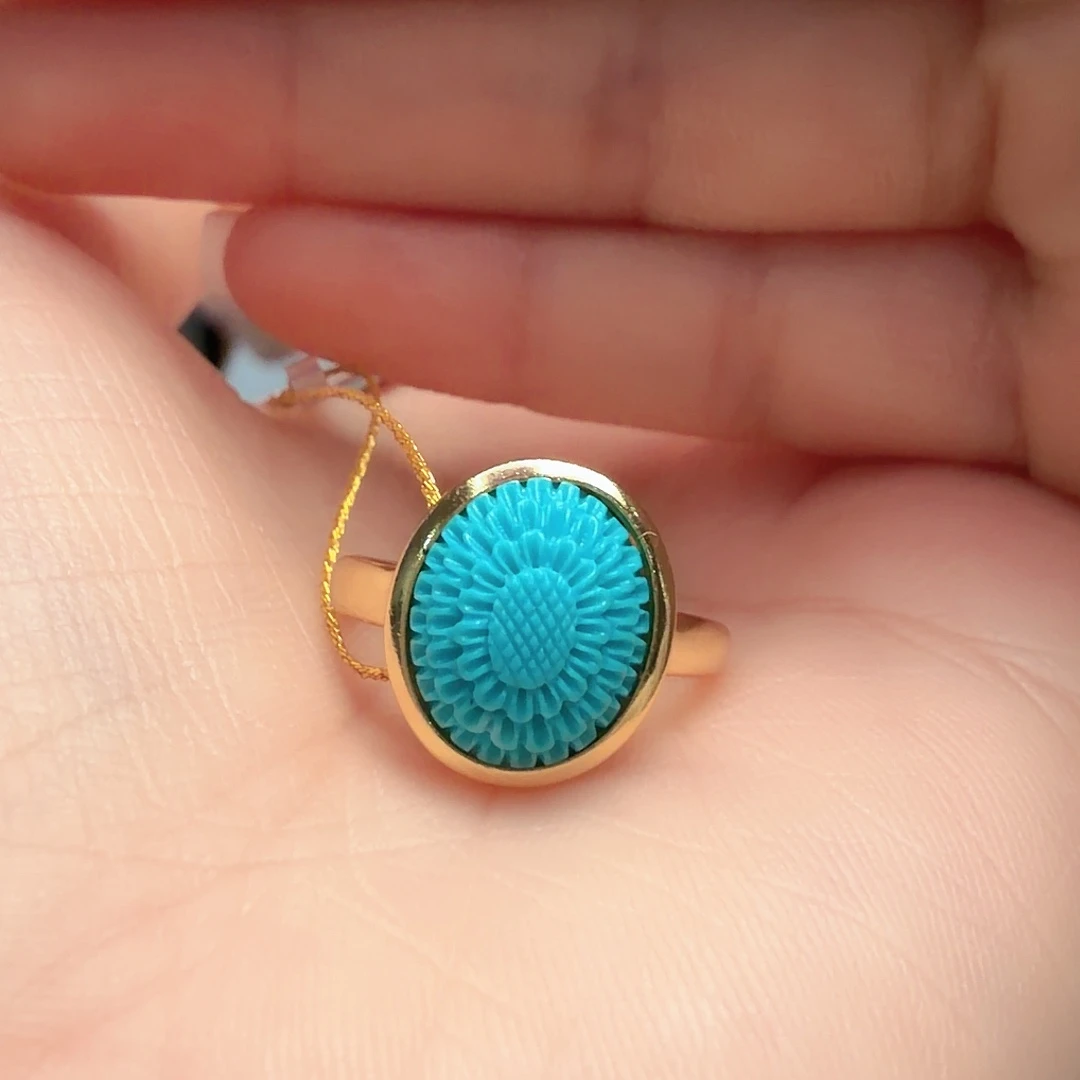 绿松石银S925镶嵌戒指