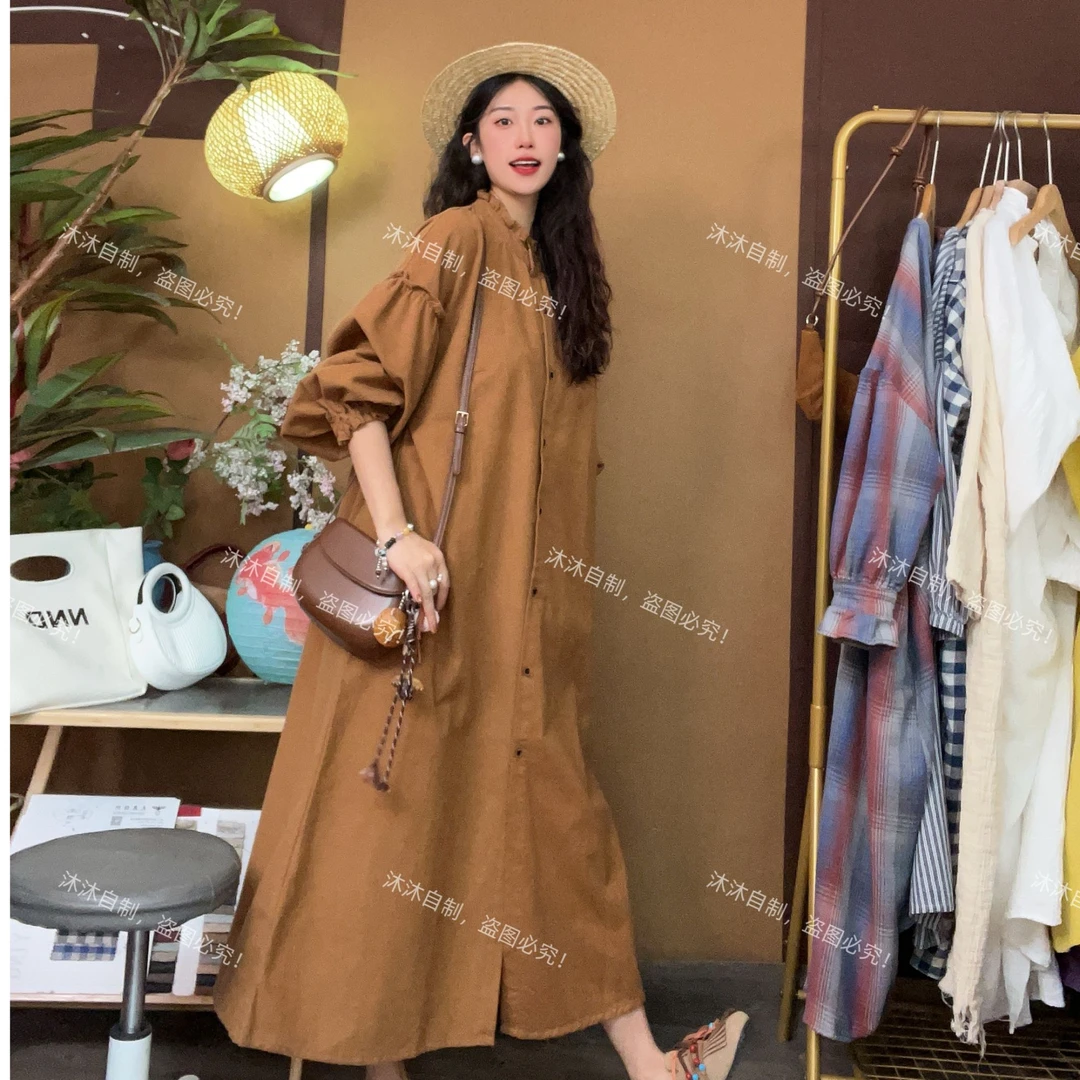 【沐沐自制】T619秋冬*超细磨毛手感*复古*文艺*宽松显瘦* 连衣裙
