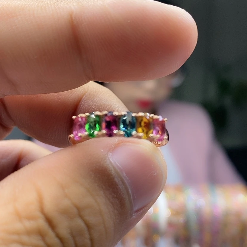 【闪购商品】碧玺戒指银S925镶嵌2458554585