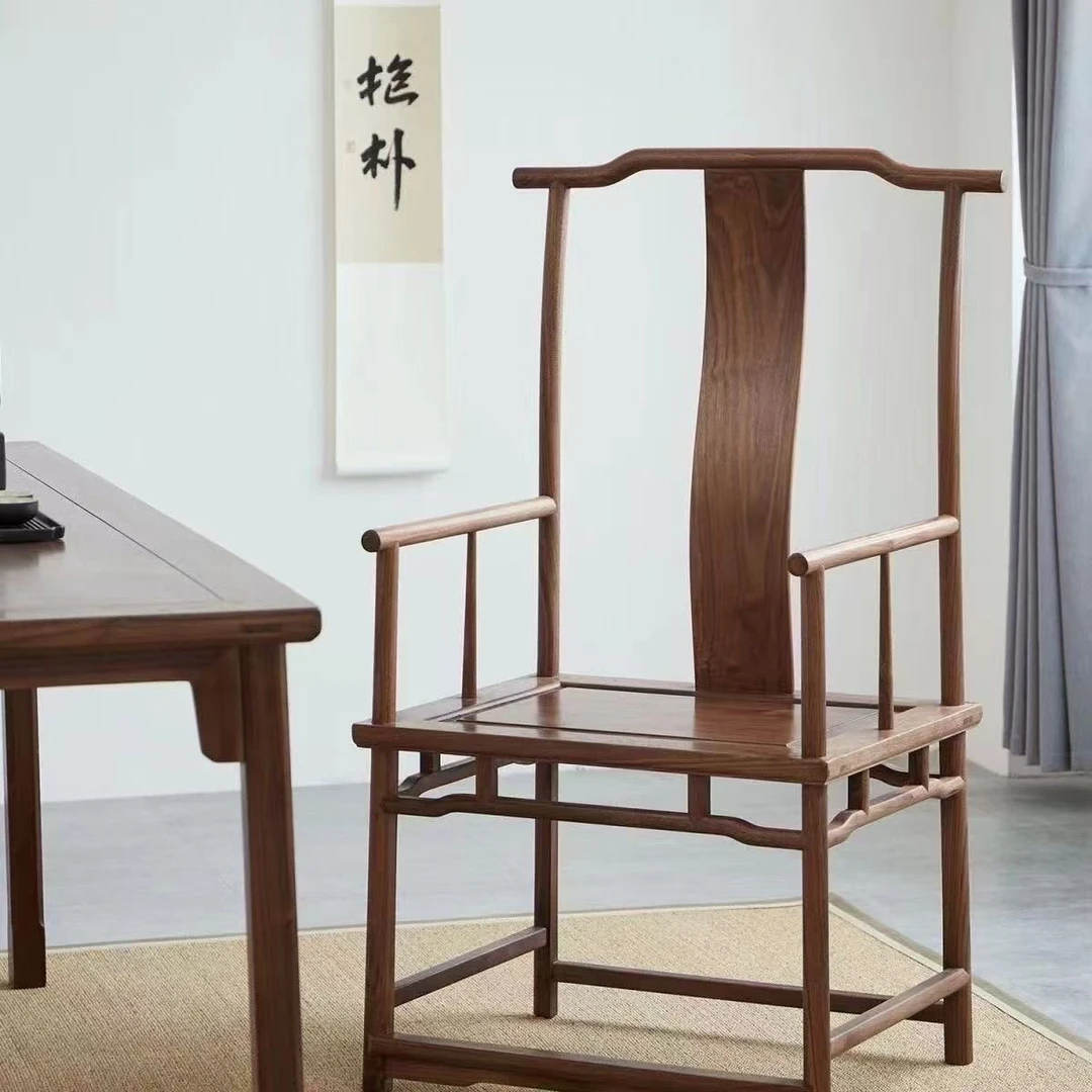 中式实木圈椅官帽椅老榆木太师椅家用靠背椅禅意茶椅桌椅