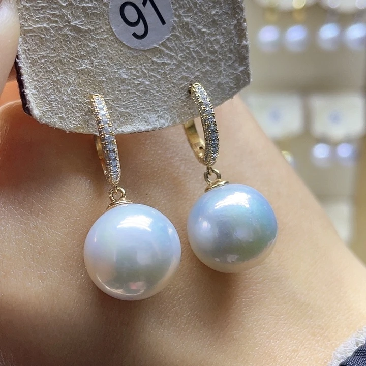 淡水珍珠耳饰银S925镶嵌