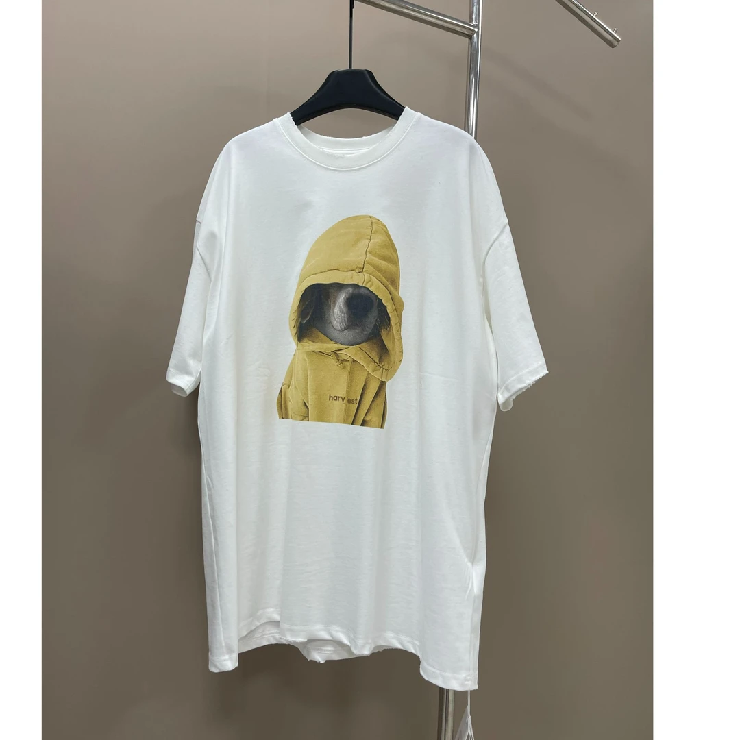 【影子】狗狗卡通休闲百搭宽松潮流印花设计师大版显瘦中长款T恤