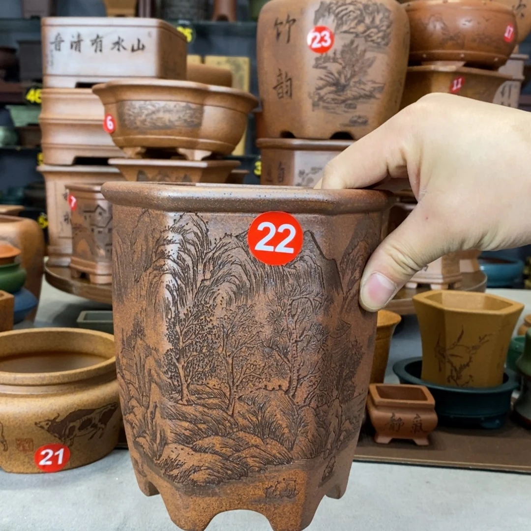 紫砂向*看紫砂花盆盆景花盆