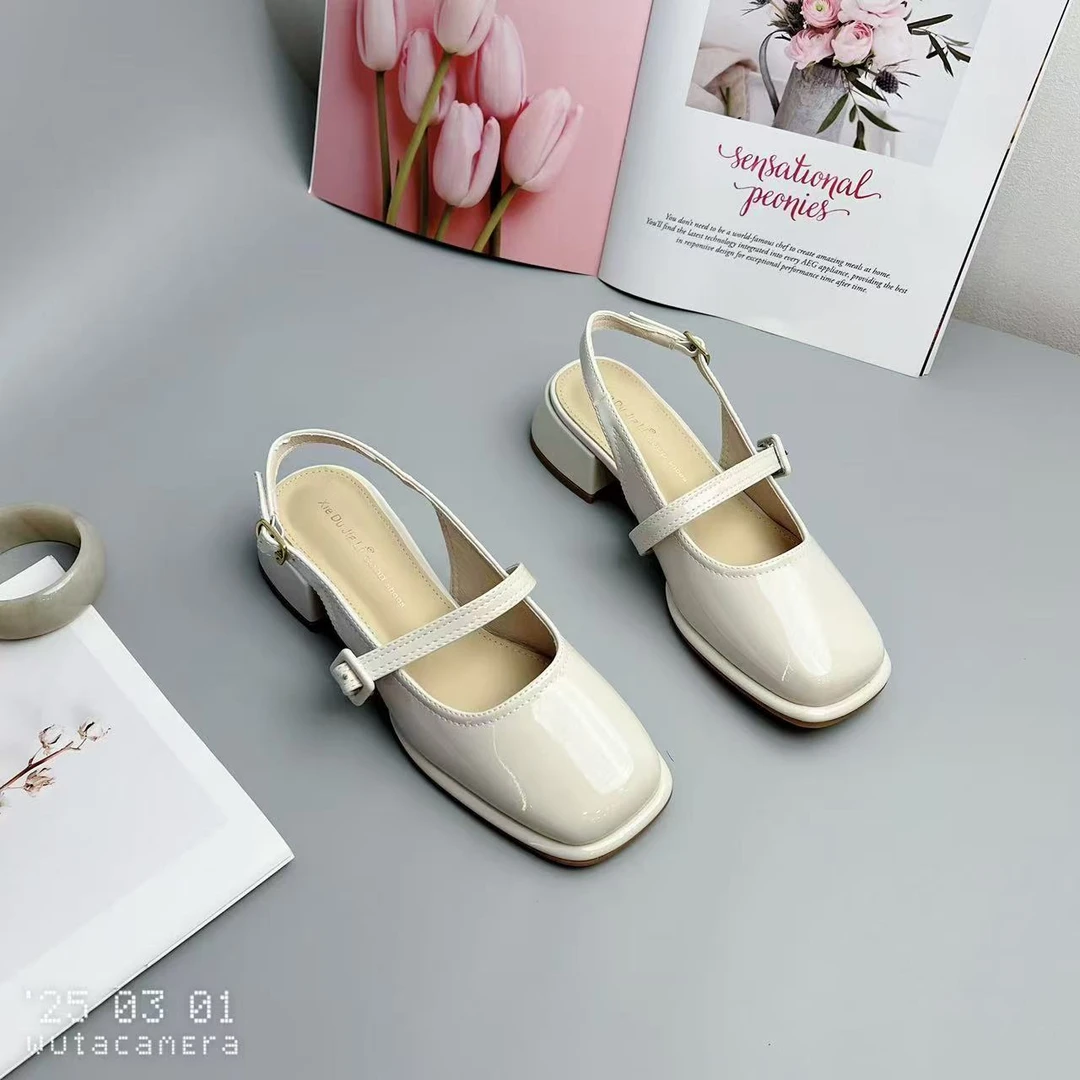 268-76   新款法式气质百搭时尚粗跟包头凉鞋