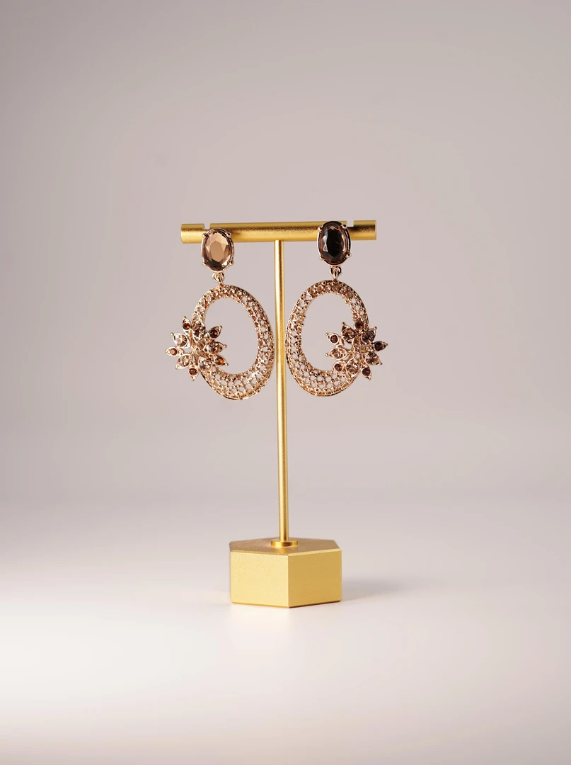 铜合金耳饰 莫奈香槟金耳坠 中古老货默认微瑕