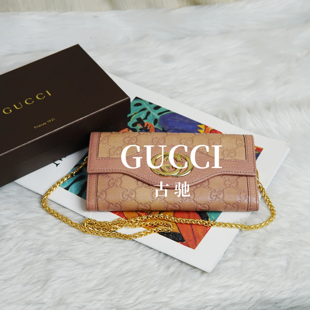 95新 GUCCI/古驰 肉粉链条钱包/FY04924819/4819