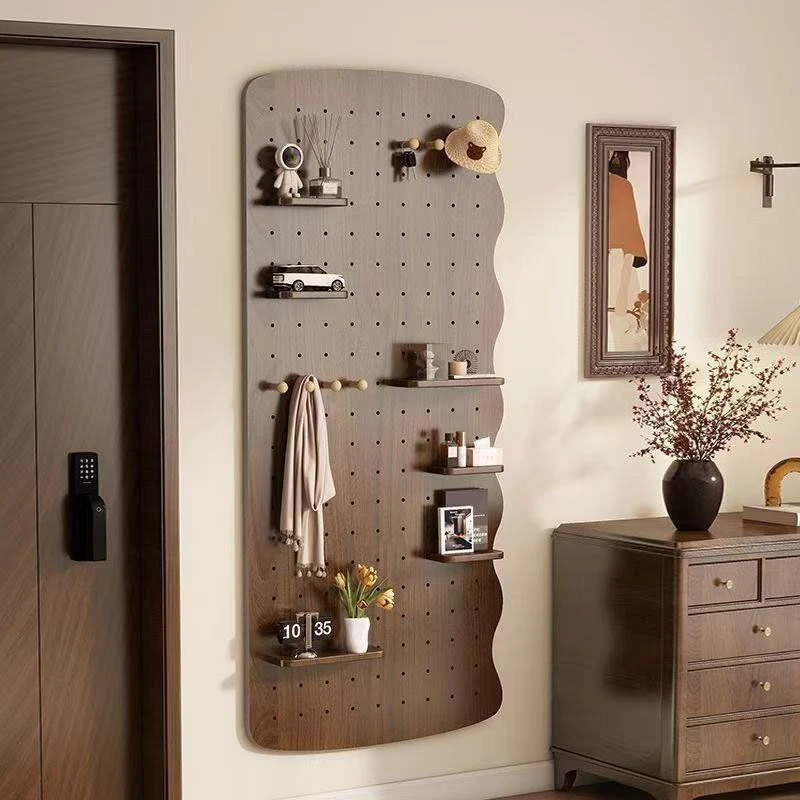 异形置物洞洞板棕色收纳多层置物板装饰画654