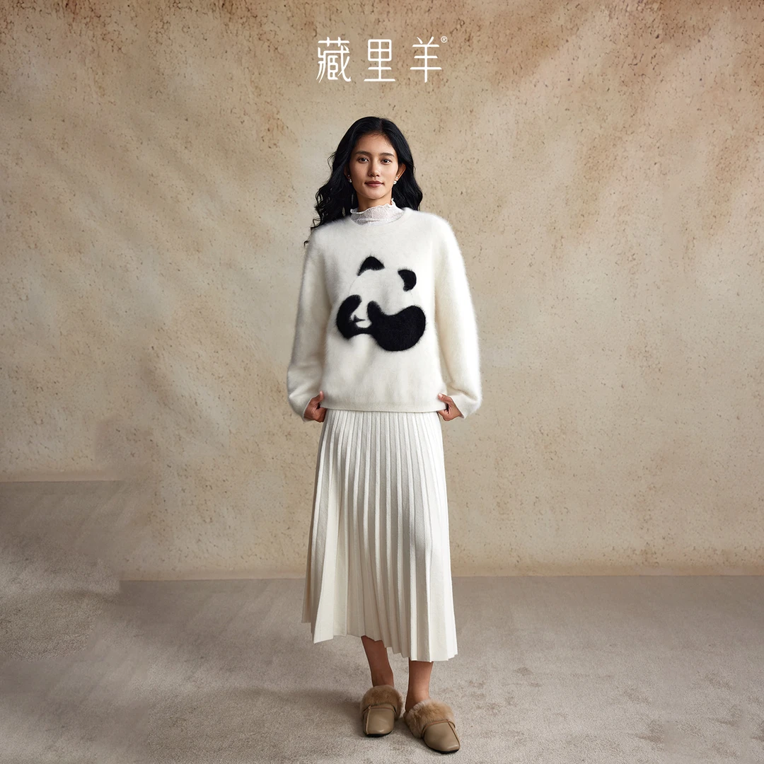 藏里羊【北美小动物毛毛】“国宝”贝贝白 皮草绒感圆领上衣M1845