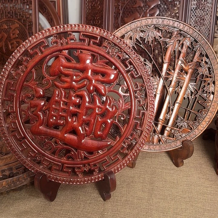 木38公分香樟木挂件带两个支架