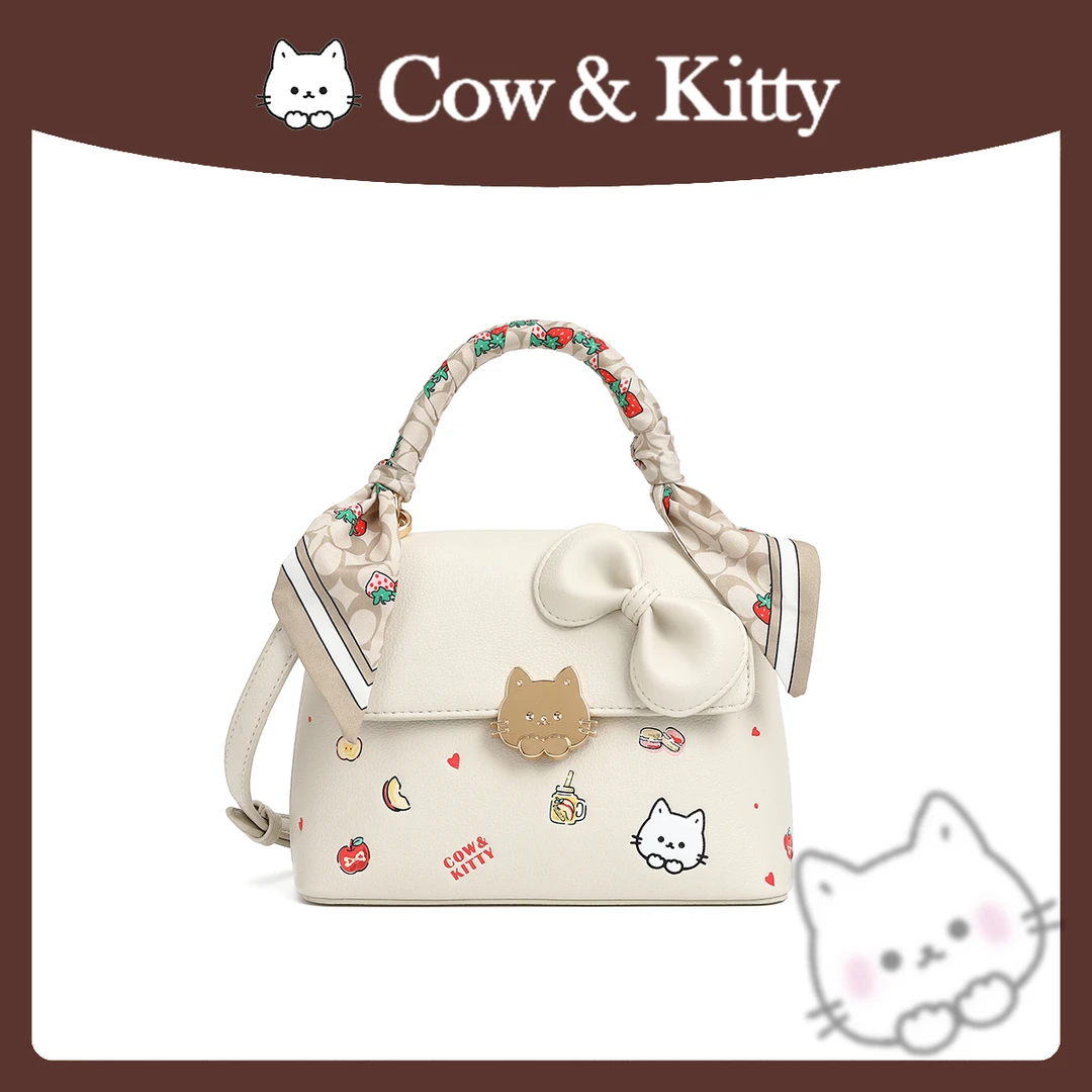 【刘叮当甄选】CowKitty/~精美彩绘绣花盒子包手提单肩斜挎8009白
