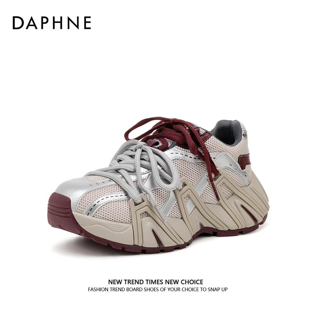 达芙妮时尚百搭女鞋秋季新款高街厚底潮流双色系带运动休闲宋茜代