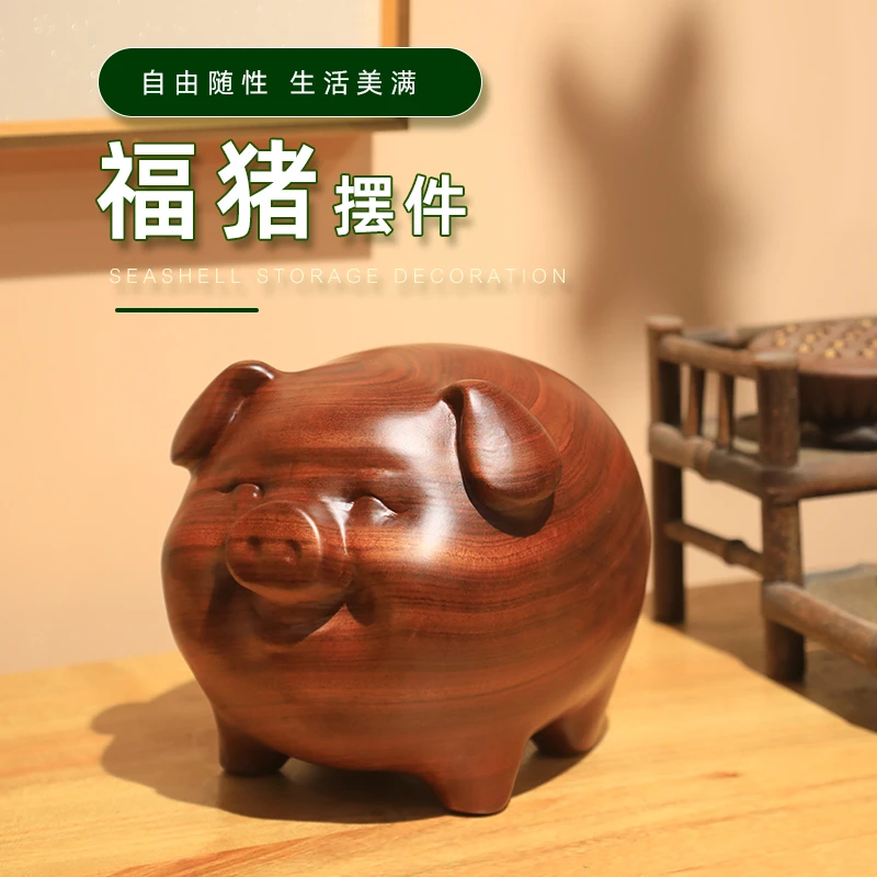 中式实木装饰动物摆件动物客厅书房茶室玄关边柜原木桌面装饰摆设