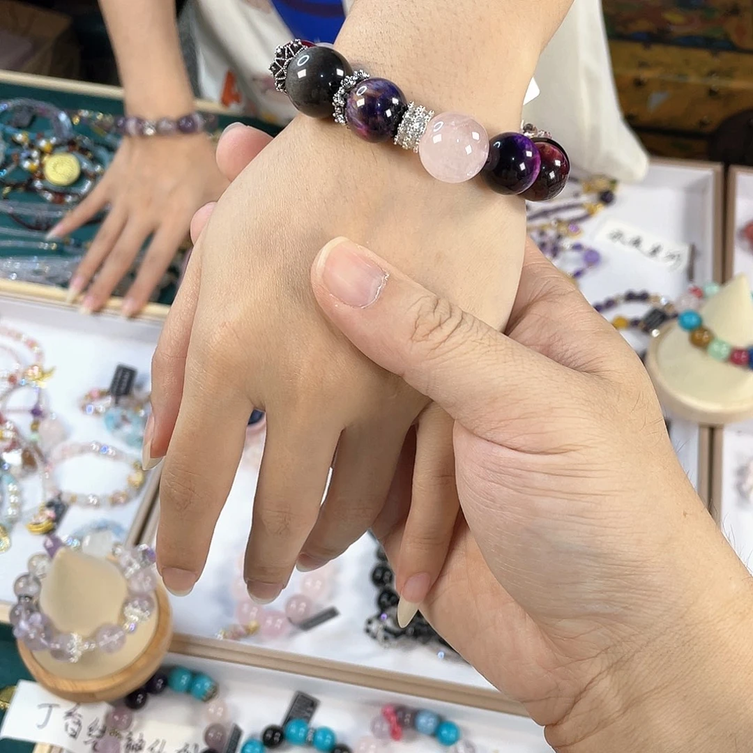 水晶手链银S925镀金镶嵌