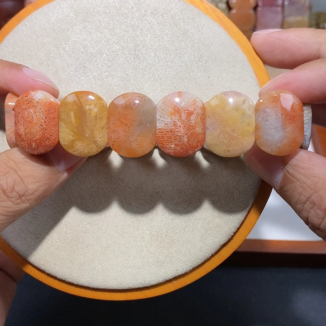 硅化珊瑚（珊瑚玉）手链未镶嵌钟*