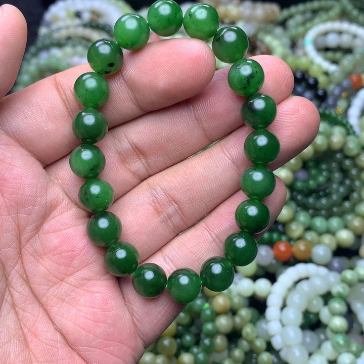 和田玉未镶嵌手串俄料老红皮 碧玉