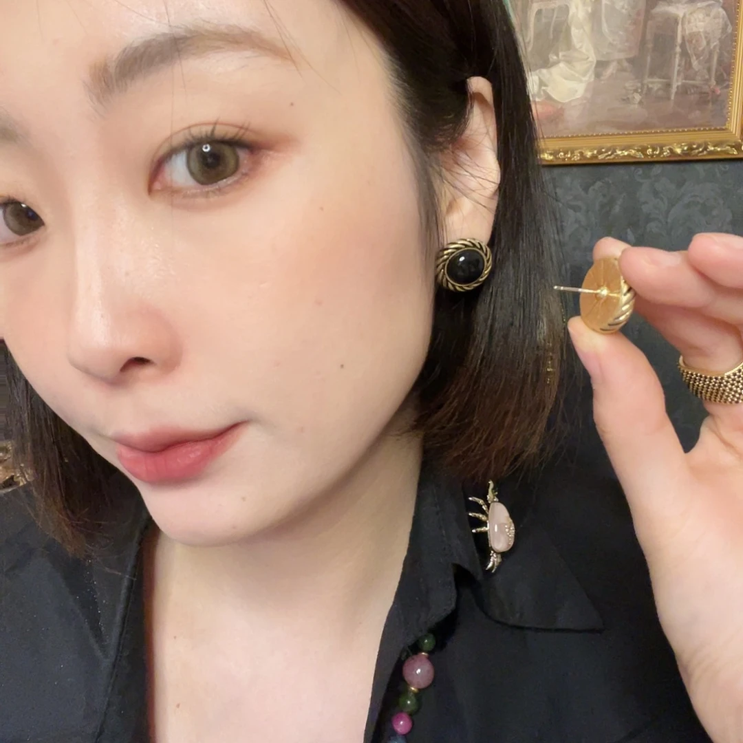 黄铜琉璃925银耳饰