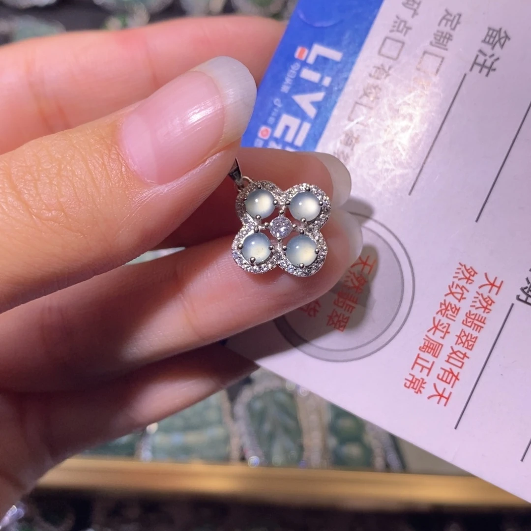 翡翠银S925镶嵌颈饰天然