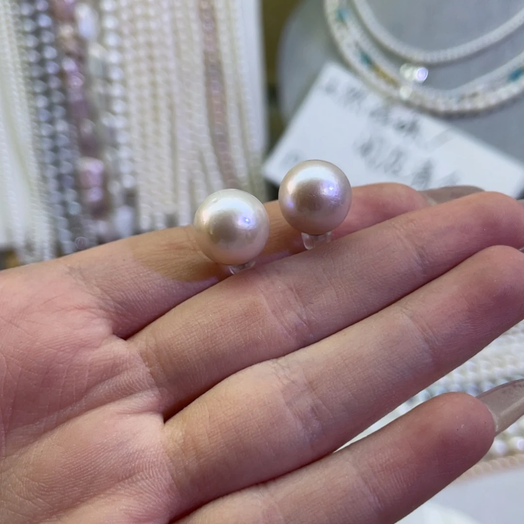 银S925镶嵌淡水珍珠耳饰