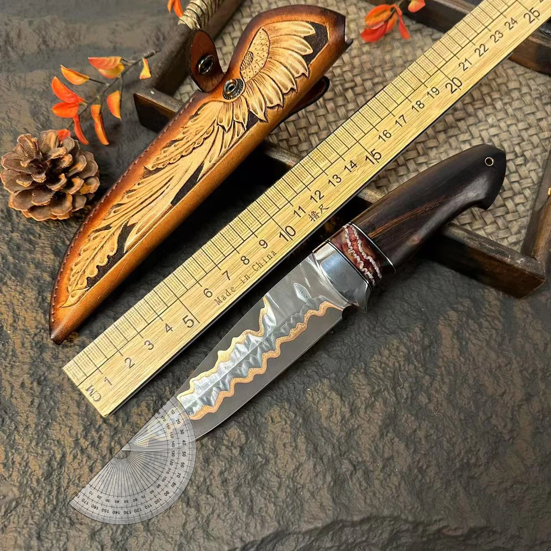 【猛犸乌兹】63HRC 纯手工锻造夹铜乌兹 猛犸化石+沙铁木 家用野营