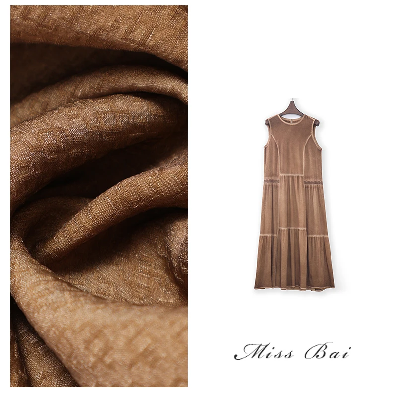 YIWEN-【岁月印痕】高端简约气质感炒色植物染真丝连衣裙QZ3856