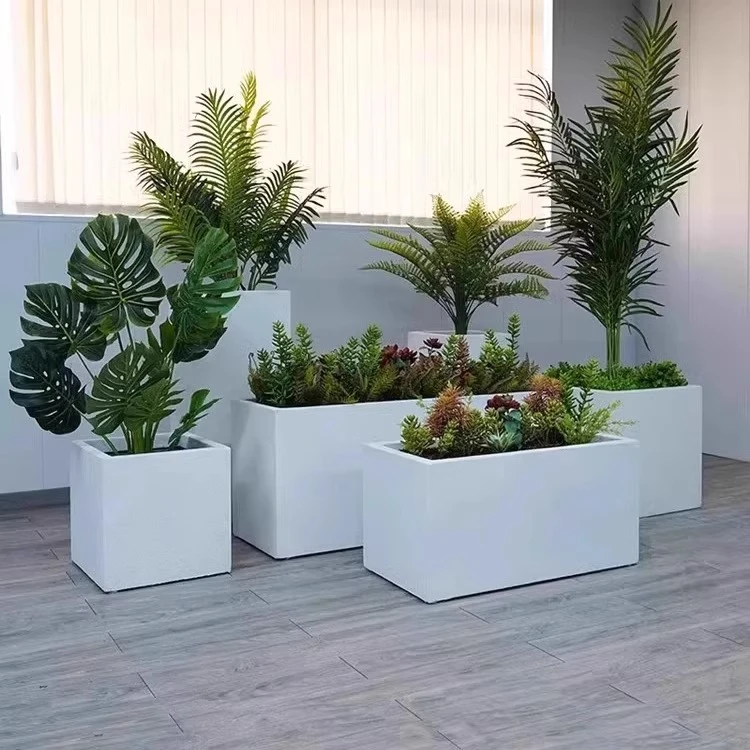 户外简约定制花箱阳台种植箱商业街成品花坛组合铁艺长方形花槽