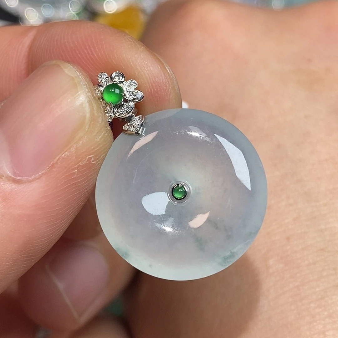 翡翠颈饰18K金镶嵌平安