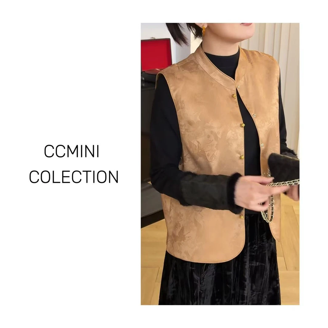 「繁花」秋款新中式马甲 精致百搭温柔复古提花时尚圆领无袖马甲