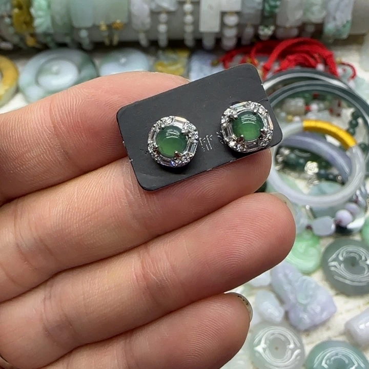 翡翠未镶嵌手链耳钉