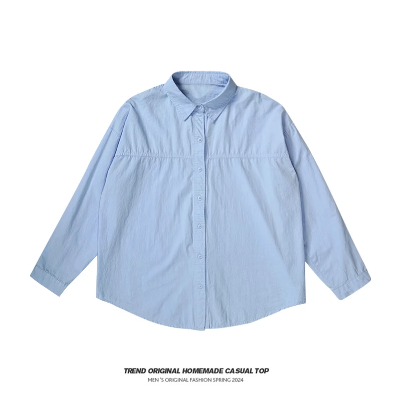 【衬衫系列】蓝色清新设计感衬衫水洗棉soinku洋气
