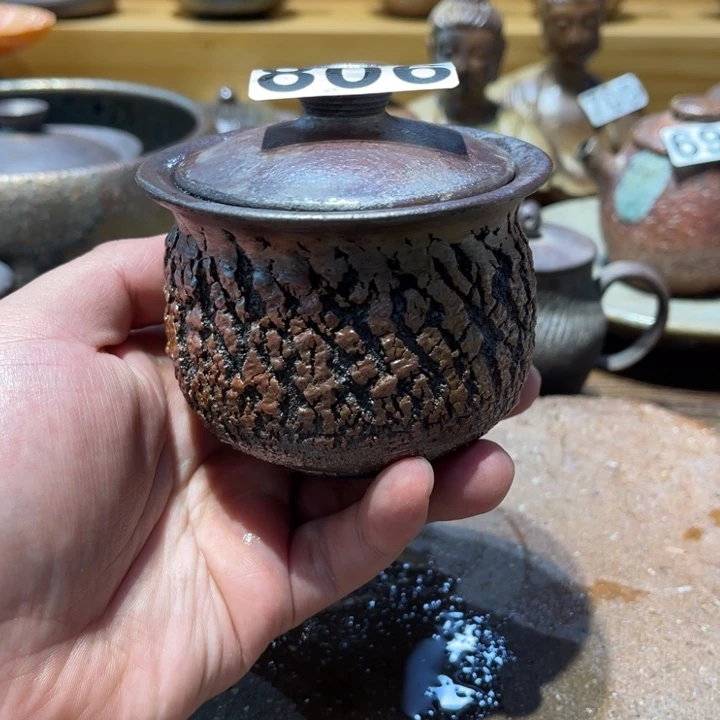 手工制作柴烧盖碗806