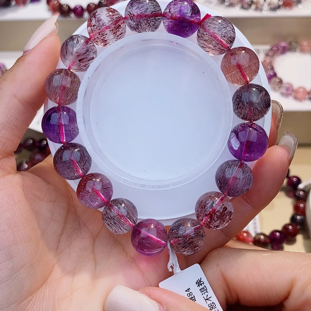 水晶未镶嵌手链黑加仑超七12+