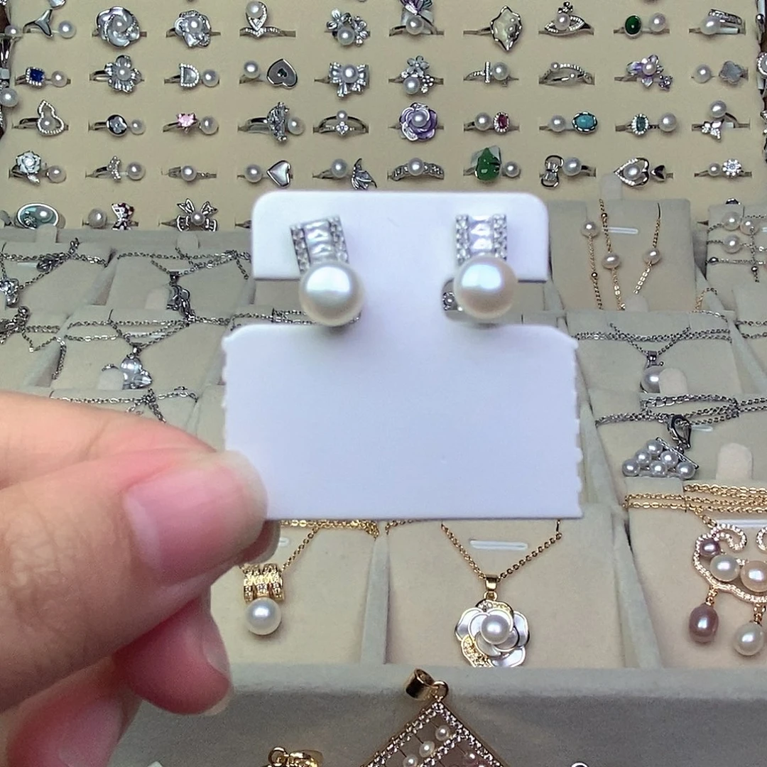 淡水珍珠银S925镶嵌耳饰