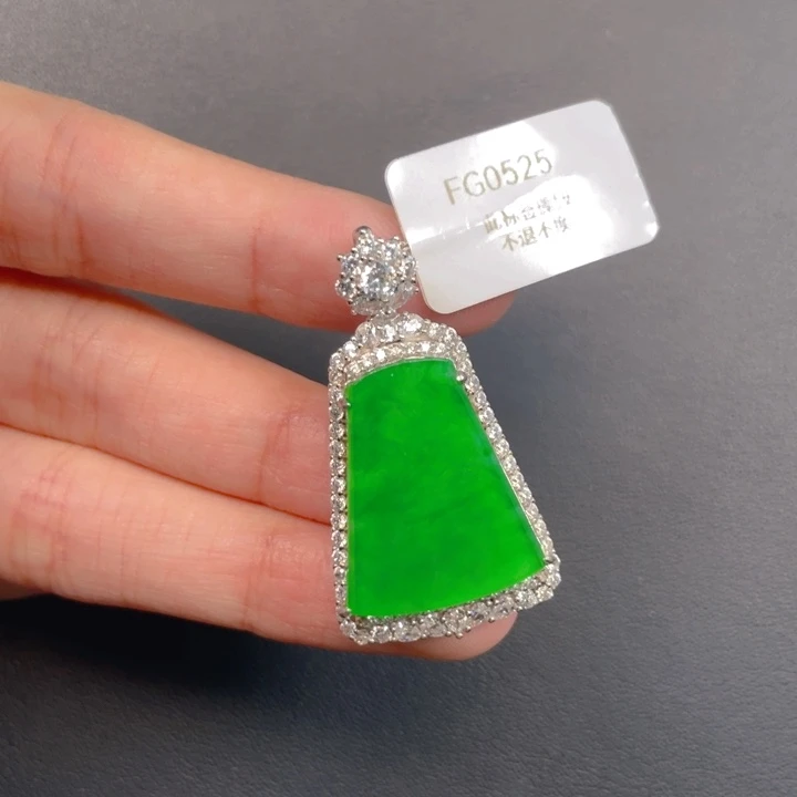 翡翠银S925镶嵌吊坠(不含链)