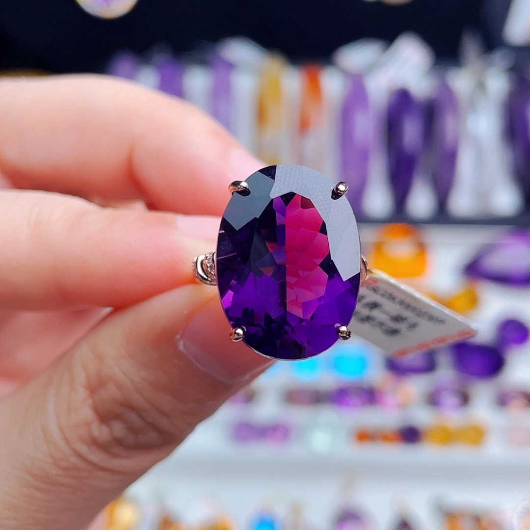 银S925镶嵌戒指紫晶天然保真