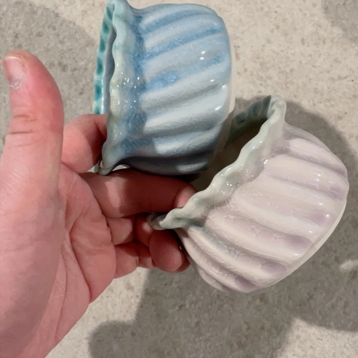 陶瓷7.5*5 半手工花盆默认微瑕