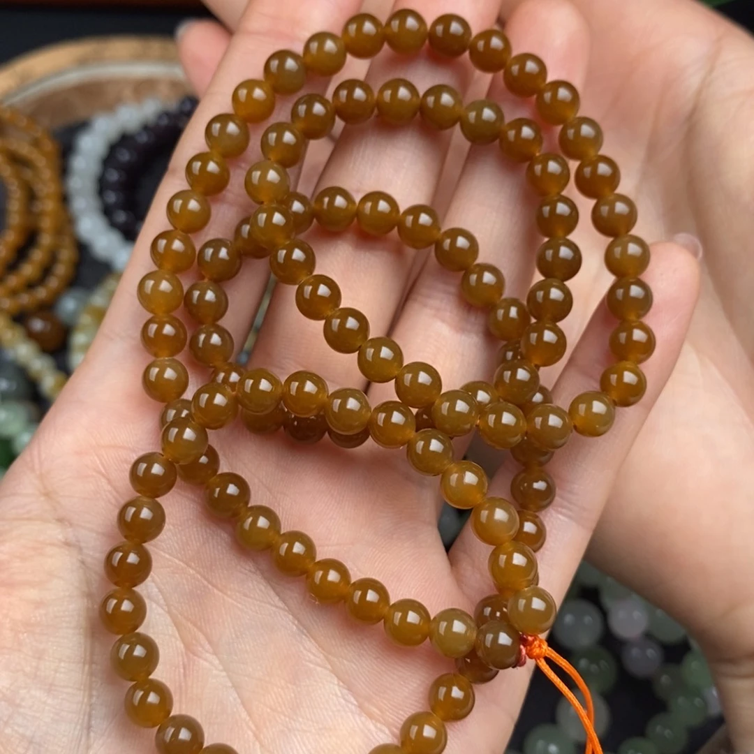 和田玉老红糖8mm未镶嵌