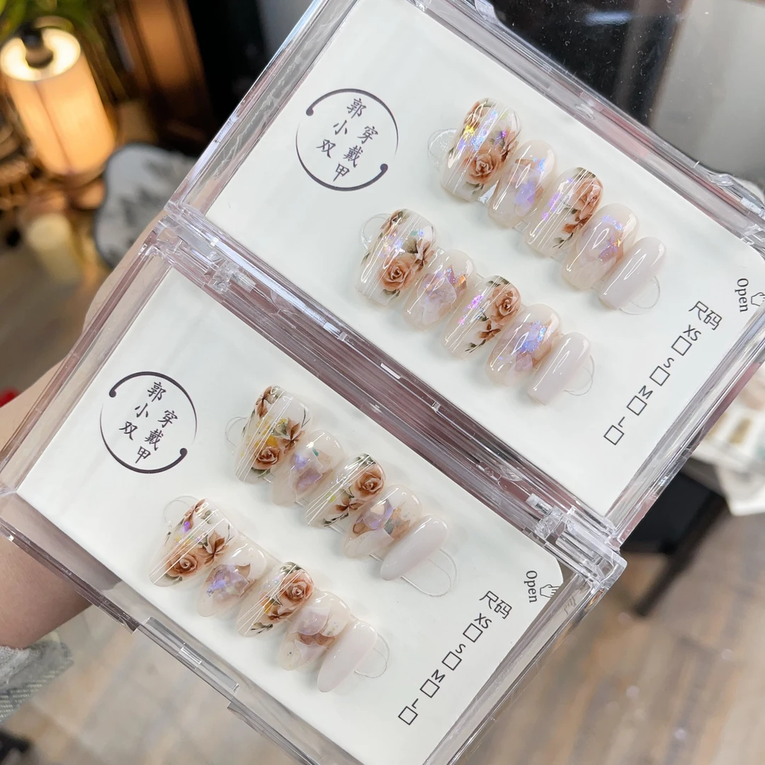 郭小双穿戴甲【古典玫瑰3】手绘水彩版10片盒装-S22028