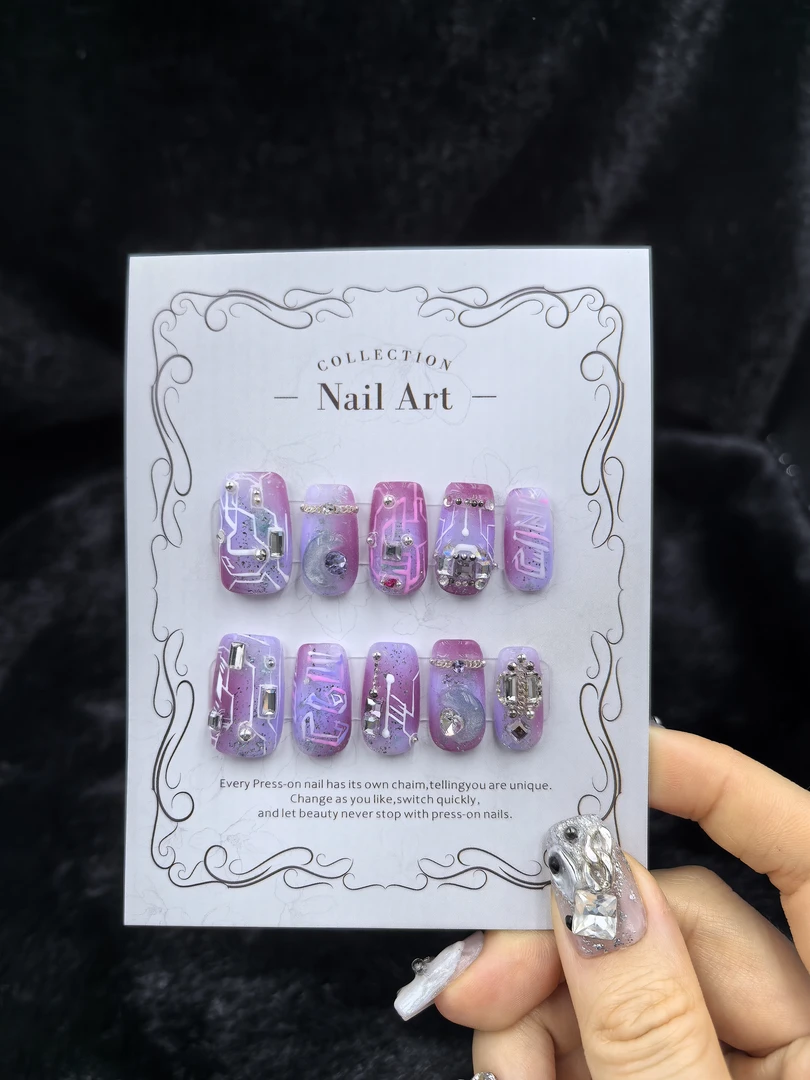 安夏 葵间雨 直角方 纯手工穿戴甲10片