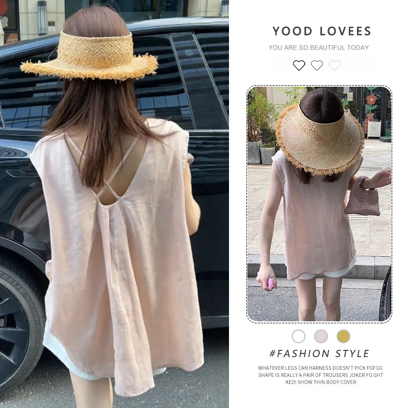 日系慵懒风简约镂空无袖背心上衣休闲短裤套装女2025夏天两件套