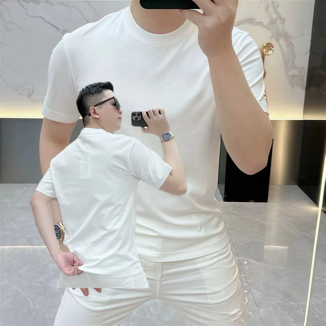 2025潮牌新款时尚潮流运动休闲男士百搭圆领纯棉短袖上衣打底衫潮