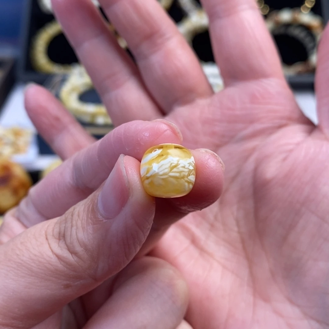 裸石蜜蜡未镶嵌金虎皮千层雪老型单珠11.4